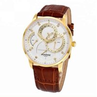 Đồng Hồ Nam SUNRISE 1146PA - Dây Da Nâu Mặt Trắng Vỏ Vàng - Authentic