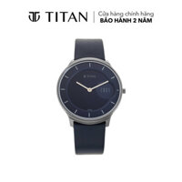 Đồng hồ Nam TITAN dây da Edge màu Xanh 38 mm - 1843QL01