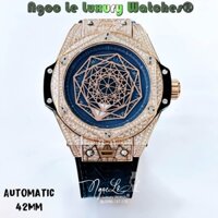 Đồng Hồ Nam Tự Động Hublot Big Bang Sang Bleu King Dây Da Xanh Đậm Vỏ Rose Size 42mm