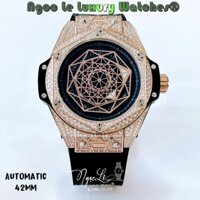 Đồng Hồ Nam Tự Động Hublot Big Bang Sang Bleu King Dây Da Đen Vỏ Rose Size 42mm