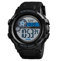 Đồng hồ nam tương tự kỹ thuật số SKMEI Đồng hồ thể thao chống nước 5ATM với bộ hẹn giờ báo thức con trỏ phát sáng -Màu đen