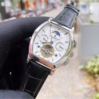 Đồng hồ Nam Vacheron máy nhật, mẫu mặt vuông lịch tuần trăng, mặt đen viền trắng, dòng cơ Automatic