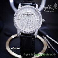 Đồng Hồ Nam Vacheron Constantin Siêu Cấp Dây Da Đen Đính Đá Vỏ Silver 40mm