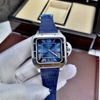 Đồng hồ Nam vuông CTier cơ automic máy nhật size 40mm dây da đen mặt xanh vỏ trắng
