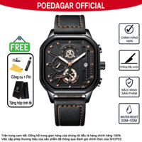 Đồng hồ nam vuông POEDAGAR 628 Bán chạy Phong cách Dây đeo kim loại Đồng hồ nam Đồng hồ đeo tay nam Chronograph đa chức năng Lịch phát sáng Quà tặng nam chống nước Đồng hồ thời trang hợp thời trang