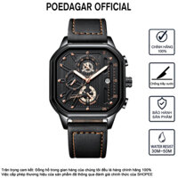 Đồng hồ nam vuông POEDAGAR POEDAGAR 628 Bán chạy Phong cách Dây đeo kim loại Đồng hồ nam Đồng hồ đeo tay nam Chronograph đa chức năng Lịch phát sáng Quà tặng nam chống nước Đồng hồ thời trang hợp thời trang