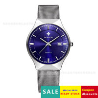 Đồng hồ nam WWOOR Grip Love 8016, dây lưới, dây thép, đồng hồ quartz lịch, chống nước, đồng hồ đeo tay nam IXGC