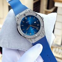 Đồng hồ nam yshi đính đá size 42mm dành cho nam máy chạy 3 kim có lịch ngày, khóa thông minh tặng pin tặng hộp đi kèm