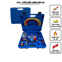 Đồng Hồ Nạp Gas Điều Hòa Ô Tô, Đồng Hồ Đo Gas Đôi Kèm Dây Nạp Gas R134A