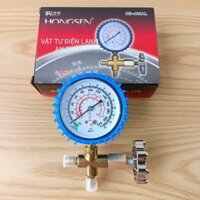 ĐỒNG HỒ NẠP GAS ĐƠN XANH R22 HONGSEN HS- 466AL -Đồng hồ đơn đo áp suất gas máy lạnh HONGSEN THẤP ÁP