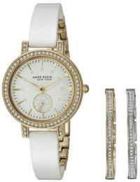 Đồng hồ nữ Anne Klein New York Quartz Swarovski Crystal Accented White Ceramic 12/2248WTST