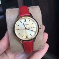 Đồng Hồ Nữ Burberry BU10102 (10102) Mặt Tròn Siz 32mm  Máy Quartz (Pin) Thuỵ Sỹ Dây Da Đỏ Mặt Gold