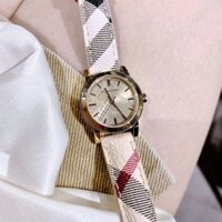 Đồng Hồ Nữ Burberry BU9219 (9219) Máy Quartz (Pin) Thuỵ Sỹ Kính Sapphiare Mặt Tròn Siz 26mm Dây Da Kẻ Caro Full Box