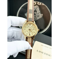 Đồng hồ nữ BURB€RRY BU10114 Ladies Round Gold Nova Brown Check Watch 32mm, Full box, Luxury diamond watch