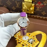 Đồng Hồ Nữ Cartier Ballon Bleu WE902050 Vàng Hồng Mặt Số Bạc Cọc Đá Dây Da Tím Replica 1:1 AF 28mm