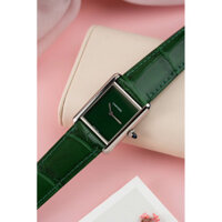 Đồng hồ nữ Cartier Tank Must Large Green WSTA0056 2024-size 33.7 x 25.5mm-máy Quatz-vỏ thép 316L Với điểm nhấn xanh lá