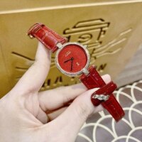 Đồng Hồ Nữ Car.tierrr Mặt Chữ Nhật Dây Da Máy Quartz (Pin) Kính Sapphiare Dây Da Đỏ Mặt Tròn Siz 32mm