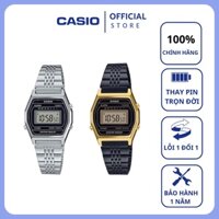 Đồng hồ nữ casio điện tử chính hãng mặt vuông chống nước 3atm , dây kim loại - LA690