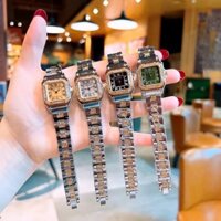 Đồng hồ nữ catier ca13 dây thép mặt vuông , viền nạm đá , size 22mm