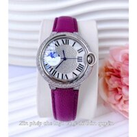 Đồng Hồ Nữ Catier Dây Da Size 35mm Màu Tím Khoai Môn