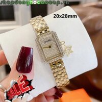 Đồng Hồ Nữ Chanel Boy Friend Dây Kim Loại Vàng Gold Mix Charm Màu Vàng Gold Mặt Đính Đá Size 20x28mm - Quartz
