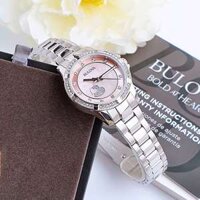 ĐỒNG HỒ NỮ CHÍNH HÃNG Bulova 96L237 Quartz Two Heart Pink Dial Swarovski Silver Stainless Steel For Lady