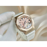 ĐỒNG HỒ NỮ CHÍNH HÃNG Casio G-Shock GM-S2100CW-7A Quartz Rose Gold Dial White Silicone Strap For Women