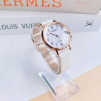 ĐỒNG HỒ NỮ CHÍNH HÃNG Citizen EM0573-02A Eco Drive Chandler White Dial & Leather For Lady Rose Gold Case