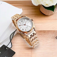 ĐỒNG HỒ NỮ CHÍNH HÃNG Citizen FE1213-50A Eco-Drive Rose Gold Case & Stainless Steel White Dial For Lady