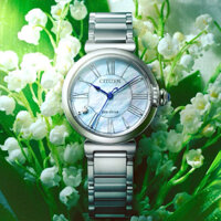 ĐỒNG HỒ NỮ CHÍNH HÃNG Citizen EM1060-52N Eco Drive L Mae Ice Blue Dial Sapphire Silver Stainless Steel For Lady