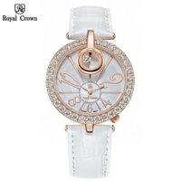 Đồng hồ nữ chính hãng dây da Royal Crown 3850 chống nước, đính đá cao cấp, đeo tay đẹp, sang chảnh