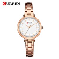Đồng hồ nữ chống nước đa năng Fahion thạch anh Curren -Màu Vàng hồng &amp; trắng