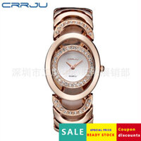 Đồng hồ nữ chống nước CRRJU/Kajun 2201, kiểu vòng tay, đồng hồ quartz thời trang thoải mái, đồng hồ đeo tay chống nước 707O