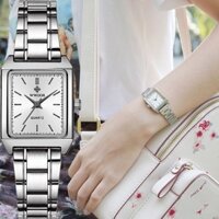 Đồng Hồ Nữ Chống Thấm Nước WWOOR Mặt Vuông Màu Trắng Bằng Thép Không Gỉ Thời Trang