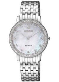 Đồng Hồ Nữ Citizen Đính Đá Swarovski Dây Thép Không Gỉ EX1480-82D - Mặt Xà Cừ Sapphire
