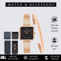 Đồng Hồ Nữ Daniel Welington Quadro Studio Melrose Black & Vòng Tay Classic Cuff V1 D_W Chính Hãng - WATCH & ACCESSORY