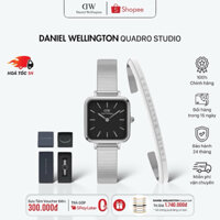 Đồng Hồ Nữ Daniel Wellington Quadro Stuido Sterling Black & Vòng Tay Classic Cuff V1 DW Chính Hãng - Daniel Store