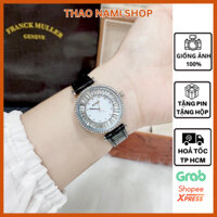 Đồng hồ nữ dây da Burgi, đồng hồ nữ đẹp dây da mặt đính đá vuông nhẹ nhàng nữ tính - Thao Nami