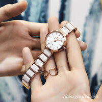 Đồng hồ nữ dây đá ceramic mặt tròn trắng sang chảnh Olevs ĐHĐ20801