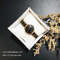 Đồng hồ nữ dây đá ceramic mặt tròn đen cá tính Olves ĐHĐ20802