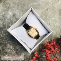 Đồng hồ nữ dây da đen mặt chữ nhật oval vàng thanh lịch Prema ĐHĐ1603