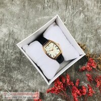 Đồng hồ nữ dây da đen mặt chữ nhật oval trắng quý phái Prema ĐHĐ1601