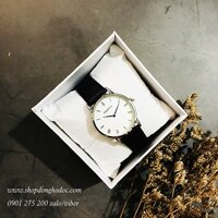 Đồng hồ nữ dây da đen mặt tròn trắng thanh lịch Rebirth ĐHĐ21003
