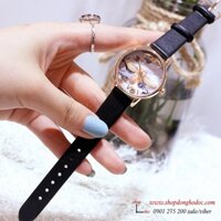 Đồng hồ nữ dây da đen mặt tròn hình con ong 3D độc lạ Mobangtou ĐHĐ18701