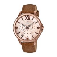 ĐỒNG HỒ NỮ DÂY DA MẶT GIỜ VÀ MẶT SỐ BẰNG PHA LÊ SWAROVSKI CHỐNG NƯỚC SHE-3056PGL-7A HÀNG CHÍNH HÃNG