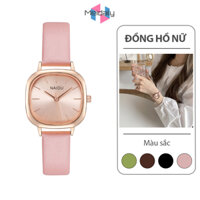 Đồng hồ nữ dây da Naidu mặt vuông, đồng hồ Naidu chính hãng chống nước có cường lực