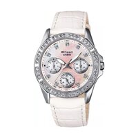 ĐỒNG HỒ NỮ DÂY DA VIỀN PHA LÊ SWAROVSKI CHỐNG NƯỚC CASIO SHEEN SHN-3013L-7A HÀNG CHÍNH HÃNG