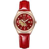 Đồng hồ nữ dây đỏ LOVE viền nạm đá size 32mm - YBN8633 - Nhà Máy Đồng Hồ