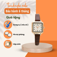 Đồng hồ nữ đeo tay mặt vuông nhỏ 26mm dây da SULABAU đẹp thanh lịch