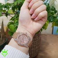 đồng hồ nữ đẹp, 😍Freeship đơn 150K🎁 Đồng Hồ Nữ Dây Kim Loại Đính Đá Màu Vàng Hồng Siêu HOT